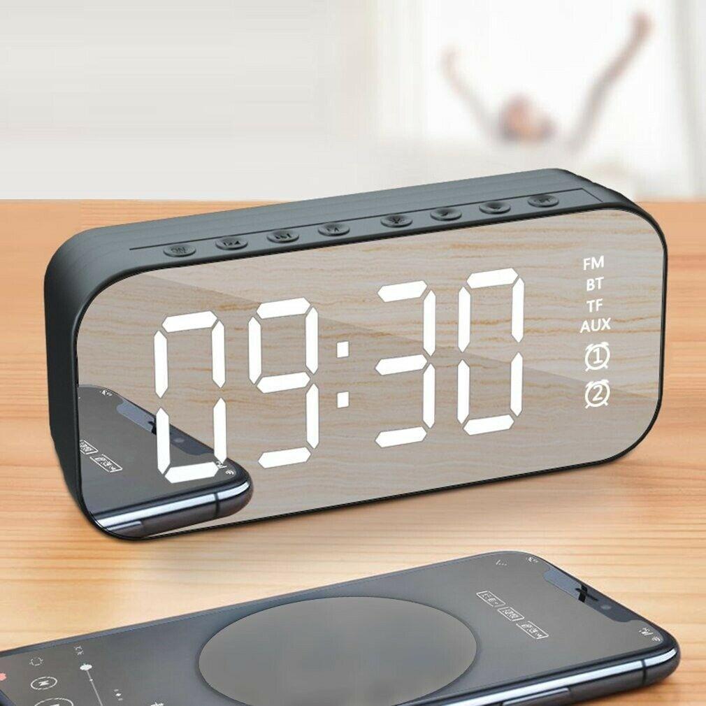 Venta directa de fábrica de altavoz inalámbrico Bluetooth con FM tarjeta Mini espejo reloj de alarma de Audio puesto de instrucción de voz|Altavoces portátiles| - AliExpress