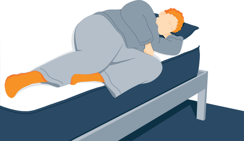 Illustration of a Man Sleeping on the Edge of the Mattress Illustration of a Man Sleeping on the Edge of the Mattress